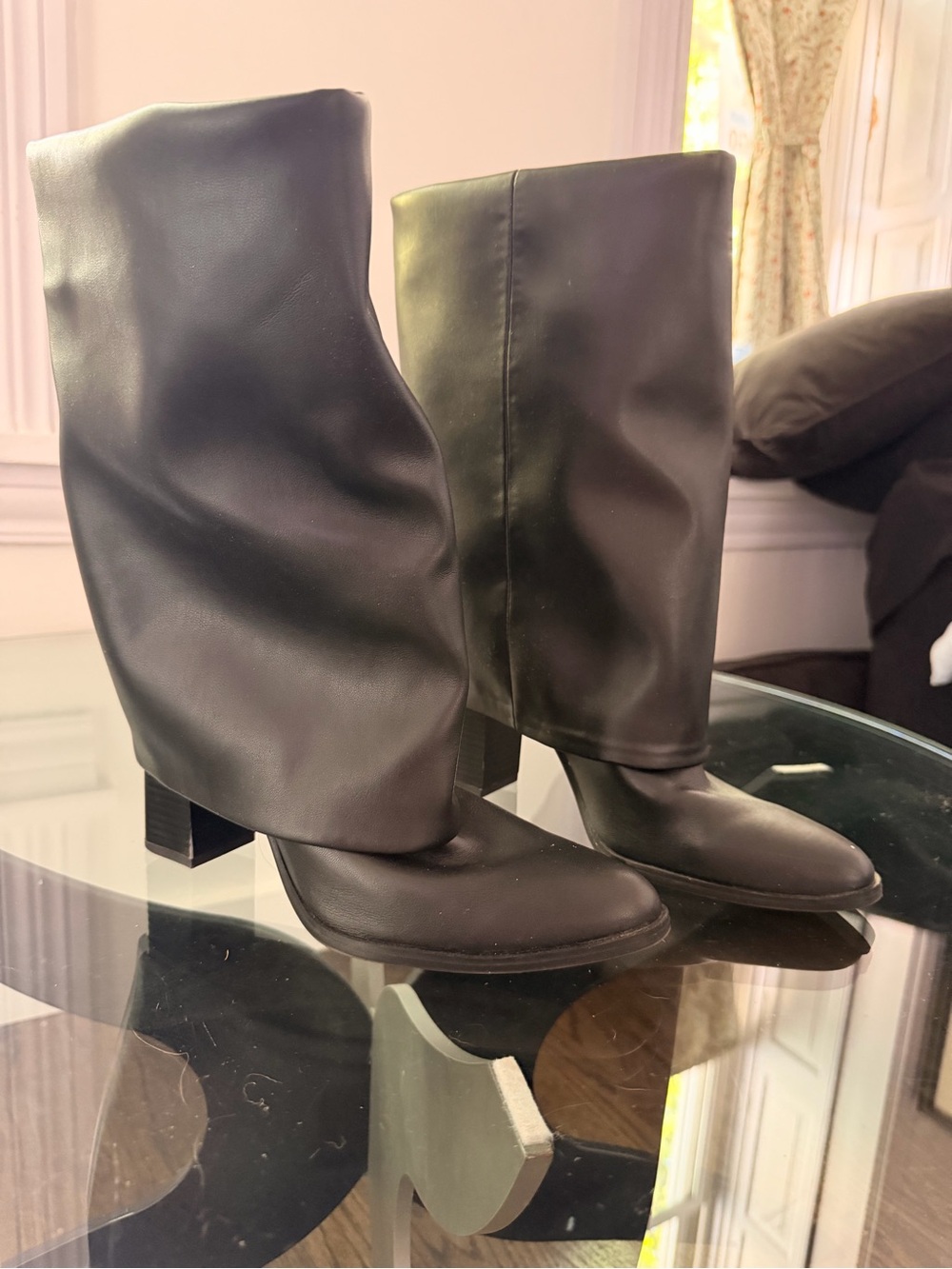 Women's Black Mid-Calf Block Heel Boots